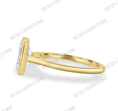 8.50 Ct Radiant Cut Diamond Bezel Solitaire Ring – Cathedral Style | 14K Yellow Gold Finish | Kesh Gemstone