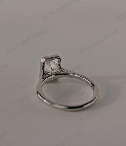 8.50 Ct Radiant Cut Diamond Bezel Solitaire Ring – Cathedral Style | 14K Yellow Gold Finish | Kesh Gemstone