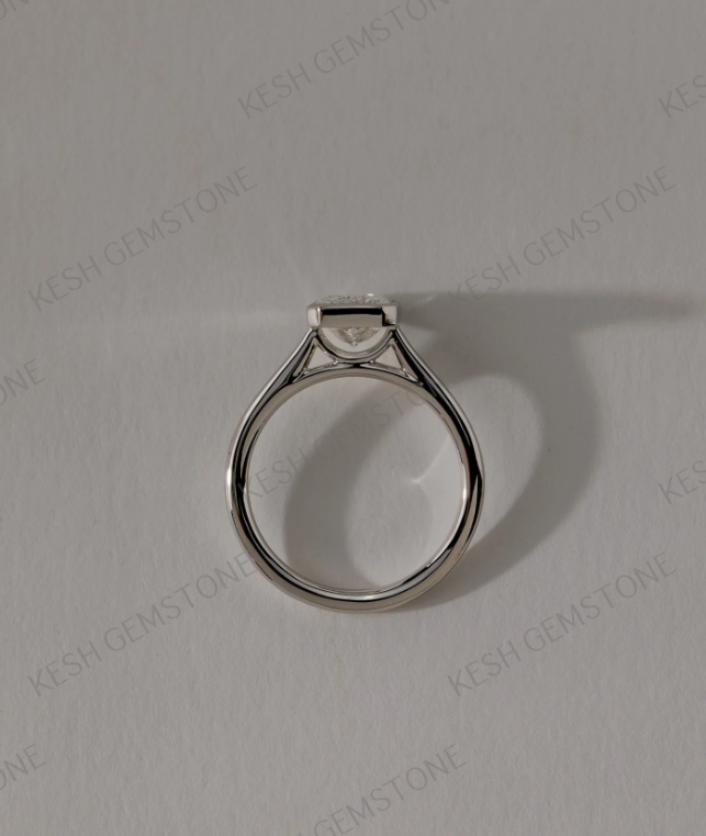 8.50 Ct Radiant Cut Diamond Bezel Solitaire Ring – Cathedral Style | 14K Yellow Gold Finish | Kesh Gemstone