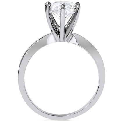 Certified 3 Carat Round Brilliant Diamond Solitaire Engagement Ring | G-H Color, VVS Clarity | 14K Gold Finish