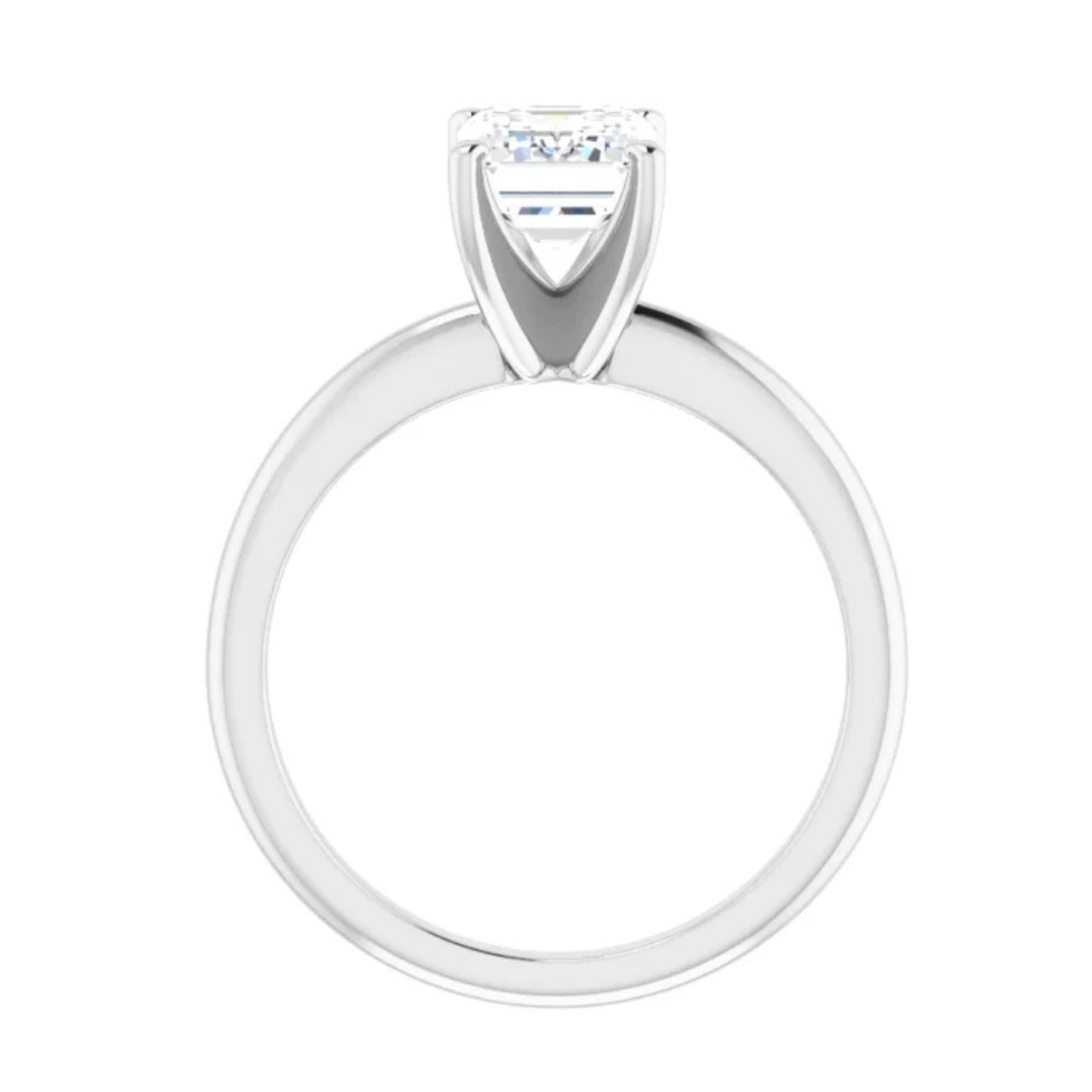 Certified 2 Carat Emerald Cut Diamond Solitaire Engagement Ring | 14K White Gold Finish | G-H Color, VS Clarity