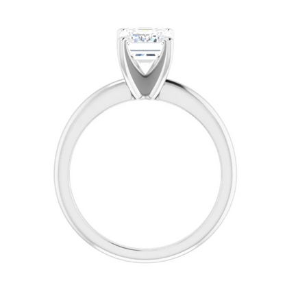 Certified 2 Carat Emerald Cut Diamond Solitaire Engagement Ring | 14K White Gold Finish | G-H Color, VS Clarity