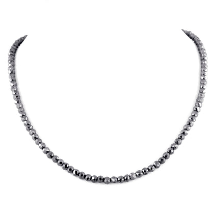 Certified 6mm Black Diamond Beads Necklace | Perfect Gift for Anniversary, Birthday & Christmas