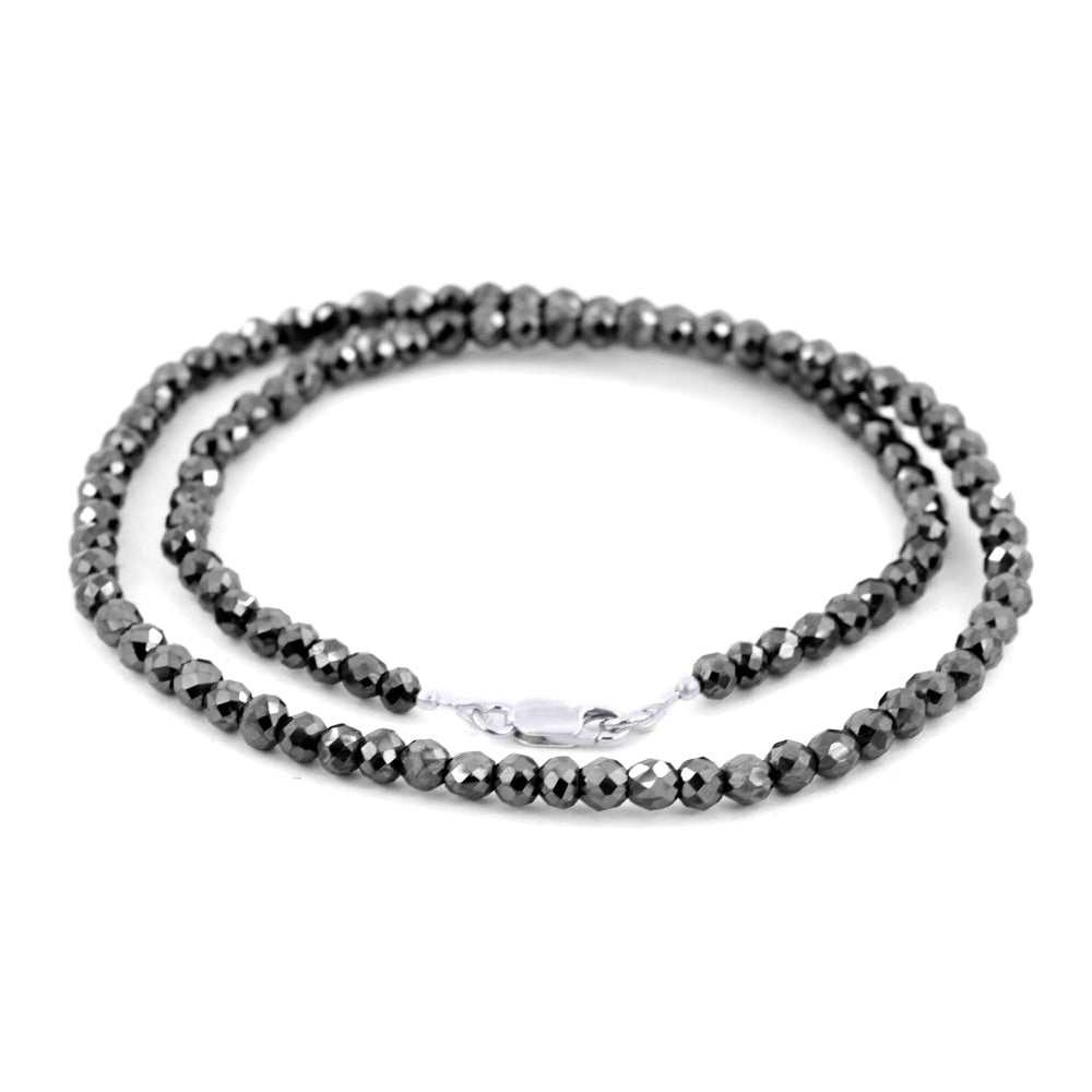 Certified 6mm Black Diamond Beads Necklace | Perfect Gift for Anniversary, Birthday & Christmas