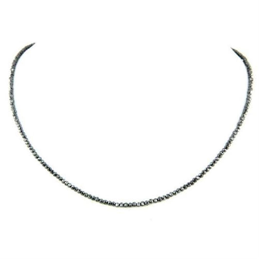 3mm AAA Quality Black Diamond Beaded Necklace | Excellent Cut with Free Diamond Studs