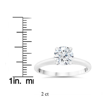 Certified 2 Carat Round Brilliant Diamond Solitaire Engagement Ring | G-H Color, VS Clarity | 14K Gold Finish