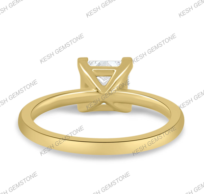 5.90 Ct Certified Princess Cut White Diamond Solitaire Ring | 4-Claw Basket Setting | 14K Yellow Gold Plated 925 Silver