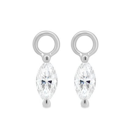 Elegant Marquise Diamond Earring Charms in 925 Silver Over 14K Gold Plating