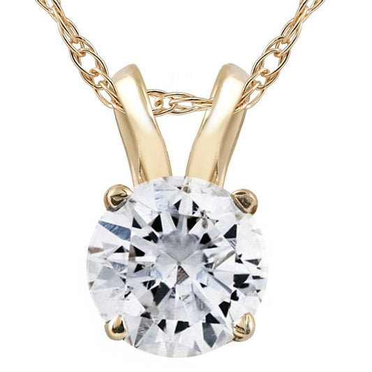 7.50 Ct Natural Diamond Solitaire Pendant in 925 Silver with 14K Yellow Gold Plating | G–H Color, I1 Clarity | IGL&I Certified
