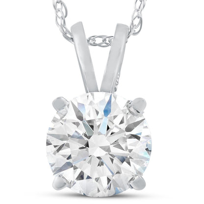 1.05 Ct Natural Diamond Solitaire Pendant in 14K White Gold | IGL&I Certified | H-I Color, I3 Clarity