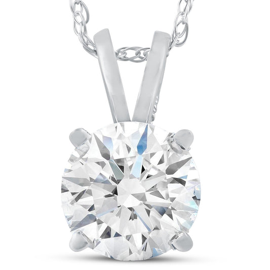 1.05 Ct Natural Diamond Solitaire Pendant in 14K White Gold | IGL&I Certified | H-I Color, I3 Clarity