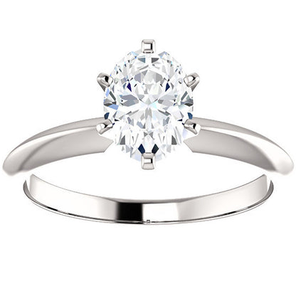 Certified 1 Carat Oval Cut Diamond Solitaire Engagement Ring | G-H Color, VS Clarity | 14K Gold Finish