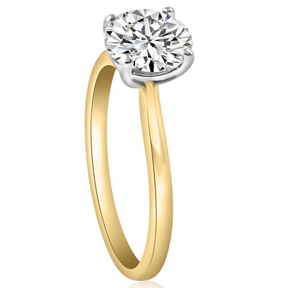Certified 1.25 Carat Round Diamond Engagement Ring | Two-Tone 14K Yellow & White Gold Finish | G-H Color, VS Clarity
