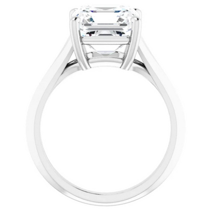 Certified 4 Carat Asscher Cut Diamond Solitaire Engagement Ring | Split Shank Band | 14K White Gold Finish | G-H Color, VS Clarity