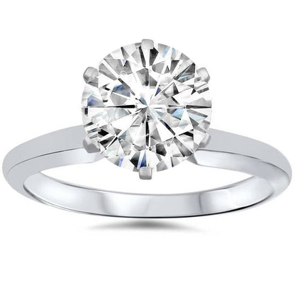 Certified 3 Carat Round Brilliant Diamond Solitaire Engagement Ring | G-H Color, VVS Clarity | 14K Gold Finish