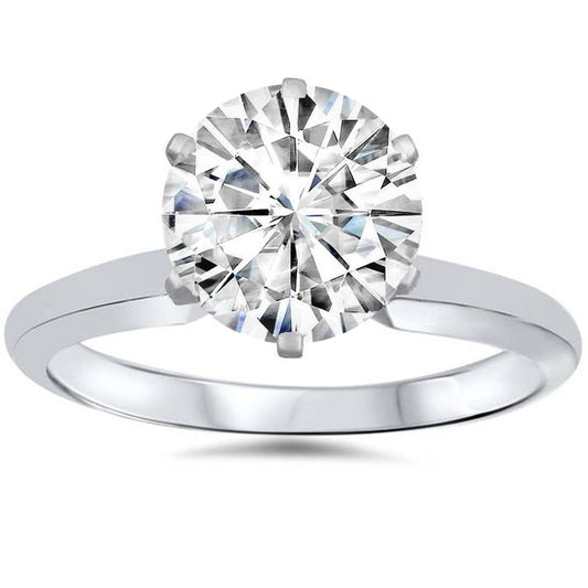 Certified 3 Carat Round Brilliant Diamond Solitaire Engagement Ring | G-H Color, VVS Clarity | 14K Gold Finish