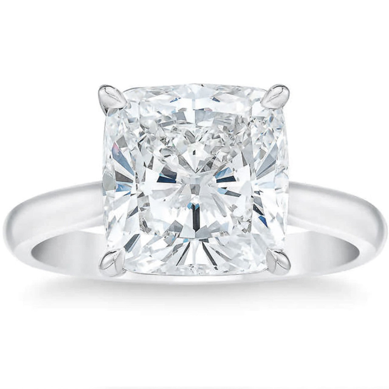 Certified 3.30 Carat Cushion Cut Diamond Solitaire Engagement Ring | G-H Color, VS Clarity | 14K Gold Finish