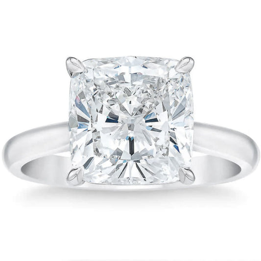 Certified 3.30 Carat Cushion Cut Diamond Solitaire Engagement Ring | G-H Color, VS Clarity | 14K Gold Finish