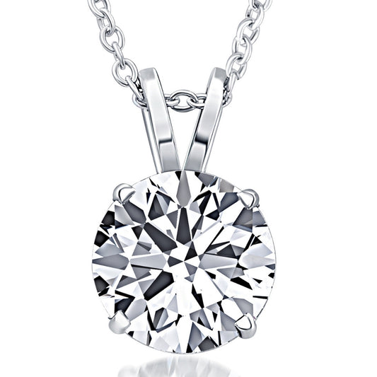 3.00 Ct Earth-Mined White Diamond Solitaire Pendant in 14K White Gold | Certified | VVS1 Clarity