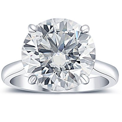 Certified 6 Carat Round Hearts & Arrows Diamond Solitaire Engagement Ring | G-H Color, VS Clarity | 14K Gold Finish