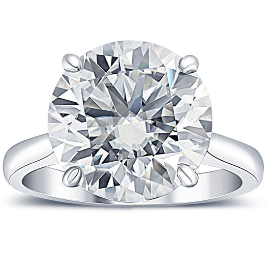 Certified 6 Carat Round Hearts & Arrows Diamond Solitaire Engagement Ring | G-H Color, VS Clarity | 14K Gold Finish