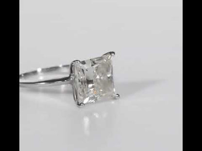 Certified 3.05 Carat Princess Cut Natural Diamond Solitaire Ring in 925 Sterling Silver