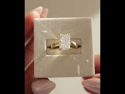 5.50 Ct Radiant Cut VVS1 Diamond Solitaire Ring with Hidden Halo & Bold Cigar Band – 14K Gold Finish | Kesh Gemstone
