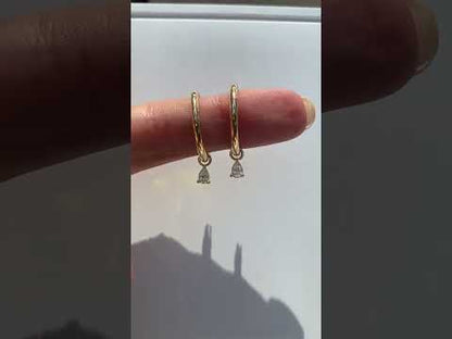 Sparkling Pear Diamond Hoop Charms in 14K Gold Plated Silver