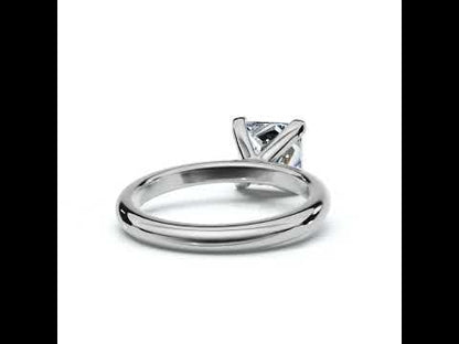 2.5 Carat Princess Cut Natural Diamond Solitaire Engagement Ring in 925 Sterling Silver with 14K Gold Finish