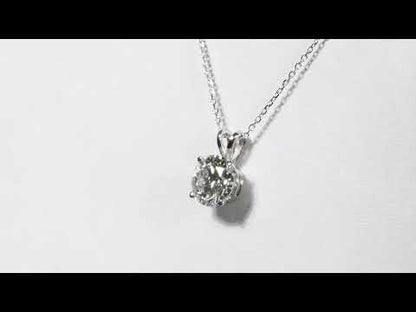 3.00 Ct Earth-Mined White Diamond Solitaire Pendant in 14K White Gold | Certified | VVS1 Clarity