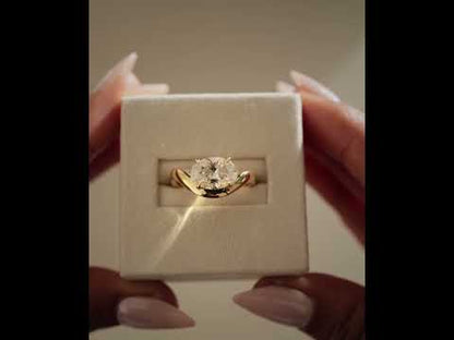 2.09 Ct Certified Oval Cut White Diamond Twist Band Ring in 925 Silver with 14K Gold Plating – Elegant Solitaire Design