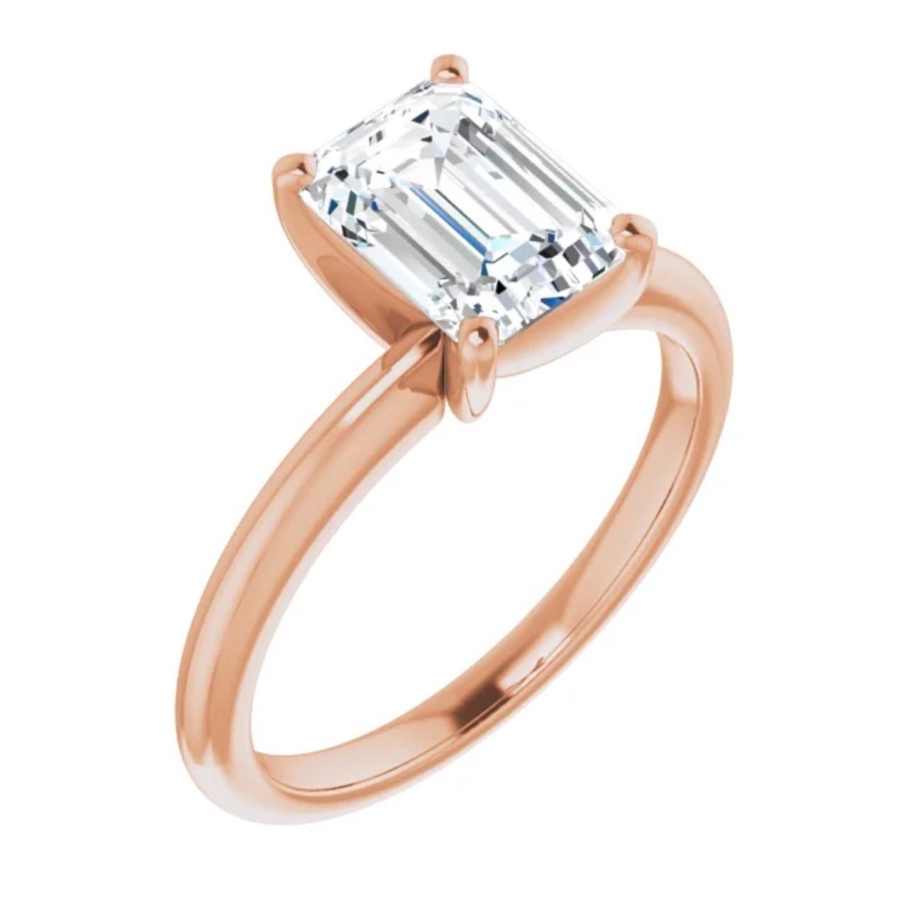 Certified 2 Carat Emerald Cut Diamond Solitaire Engagement Ring | 14K White Gold Finish | G-H Color, VS Clarity