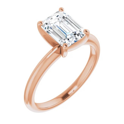 Certified 2 Carat Emerald Cut Diamond Solitaire Engagement Ring | 14K White Gold Finish | G-H Color, VS Clarity
