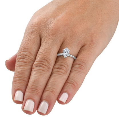 Certified 1 Carat Oval Cut Diamond Solitaire Engagement Ring | G-H Color, VS Clarity | 14K Gold Finish