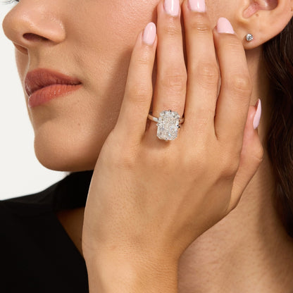 Certified 6 Carat Radiant Cut Diamond Solitaire Engagement Ring | G-H Color, VS Clarity | 14K Gold Finish