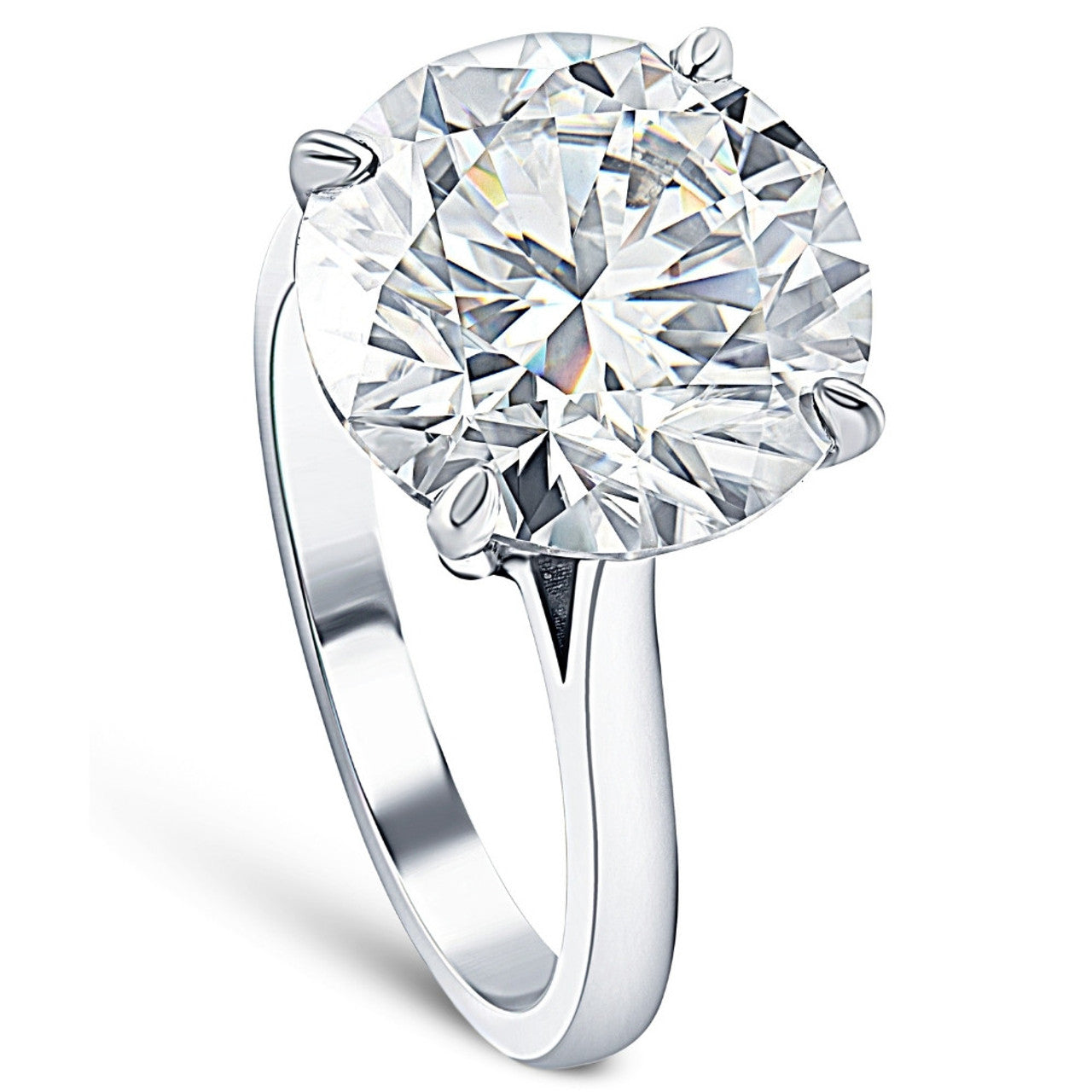 Certified 6 Carat Round Hearts & Arrows Diamond Solitaire Engagement Ring | G-H Color, VS Clarity | 14K Gold Finish