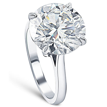 Certified 6 Carat Round Hearts & Arrows Diamond Solitaire Engagement Ring | G-H Color, VS Clarity | 14K Gold Finish