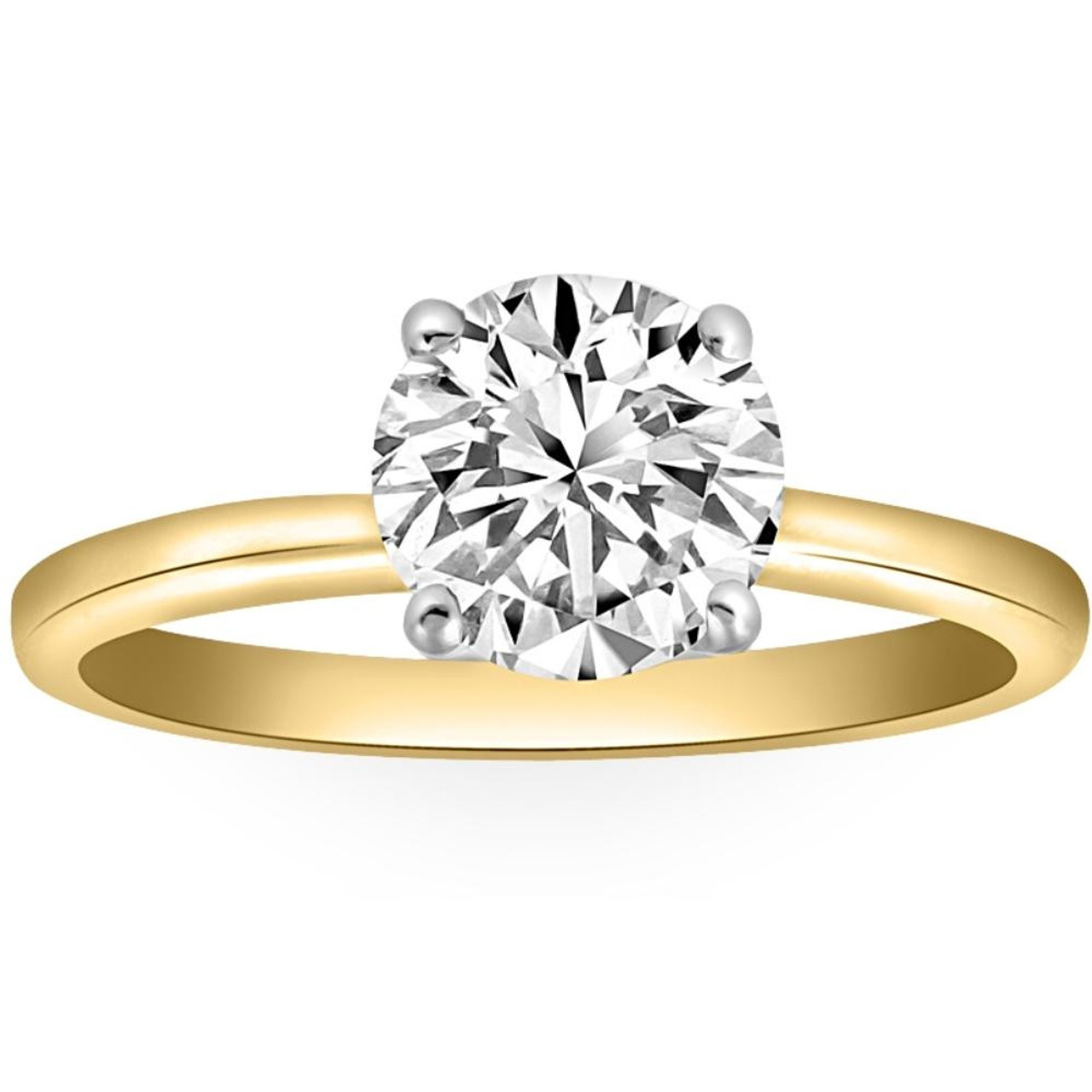Certified 1.25 Carat Round Diamond Engagement Ring | Two-Tone 14K Yellow & White Gold Finish | G-H Color, VS Clarity