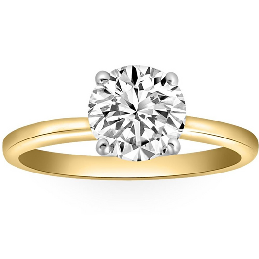 Certified 1.25 Carat Round Diamond Engagement Ring | Two-Tone 14K Yellow & White Gold Finish | G-H Color, VS Clarity